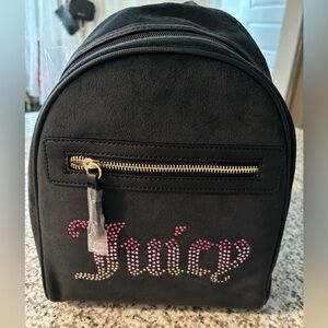 Juicy Couture velour heritage black rhinestone charm backpack embroidered NWT